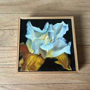 Framed Flower Painting Hand Painted 6.5” x 6.5”